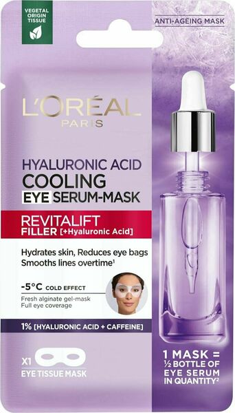 L'Oréal Paris Revitalift Filler textilní oční maska s chladivým efektem porovnat ceny