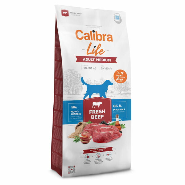 CALIBRA Life Fresh Beef Adult Medium granule pro psy 1 ks, Hmotnost balení: 12 kg porovnat ceny