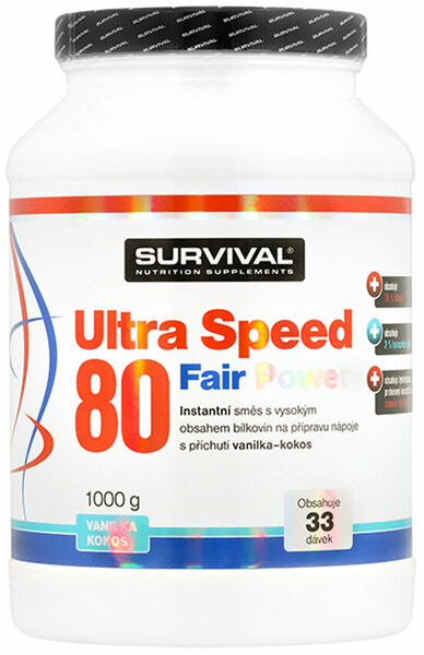 Survival Nutrition Ultra Speed 80 Fair Power vanilka-kokos 1000g porovnat ceny