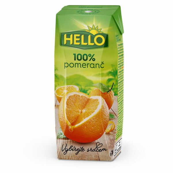 HELLO 100% Pomerančová šťáva 250 ml x 18 kusů porovnat ceny