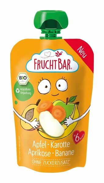 FruchtBar BIO Ovocná kapsička jablko, mrkev, meruňka a banán 100 g porovnat ceny
