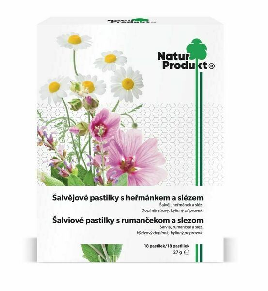 Naturprodukt Šalvějové pastilky s heřmánkem a slézem 18 pastilek porovnat ceny