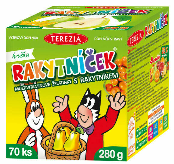 Terezia RAKYTNÍČEK multivitaminové želatinky s rakytníkem - příchuť HRUŠKA 70ks porovnat ceny