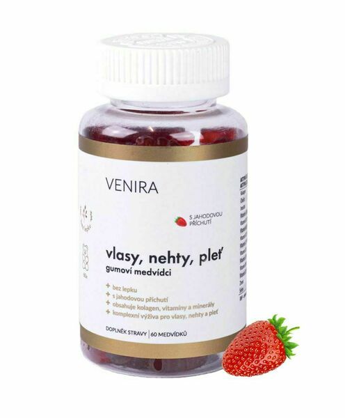 Venira Gumoví medvídci pro vlasy, nehty, pleť jahoda 60 ks porovnat ceny