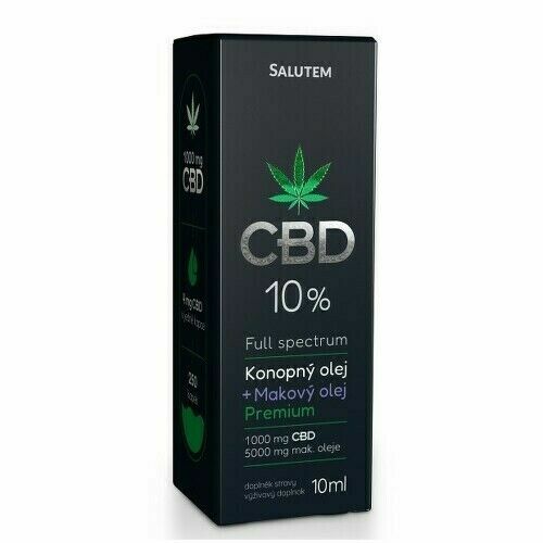 CBD 10 % konopný+makový olej Premium 10ml Salutem porovnat ceny