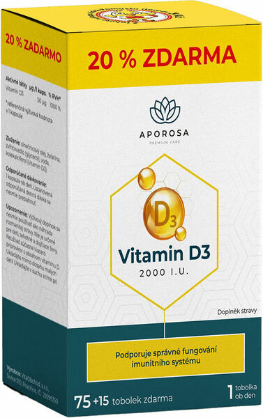APOROSA Vitamin D3 2000I.U. 75+15 tobolek porovnat ceny