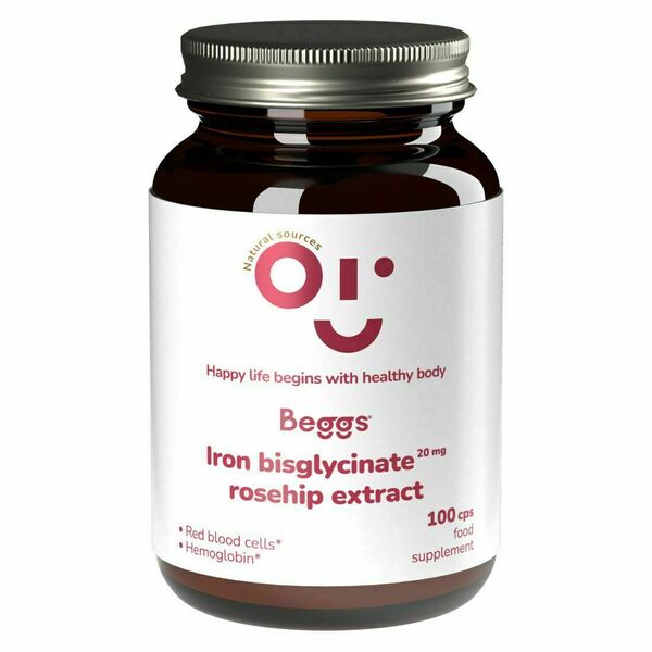 Beggs Iron bisglycinate 20 mg rosehip extract 100 kapslí porovnat ceny