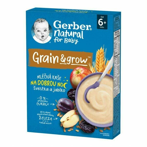 Gerber Natural for Baby Mléčná kaše na dobrou noc jablko+švestka 6m+ 220 g porovnat ceny