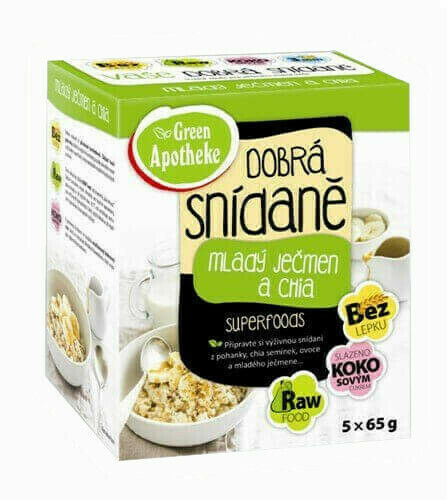 Green Apotheke Dobrá snídaně Mladý ječmen a chia 5x65 g porovnat ceny