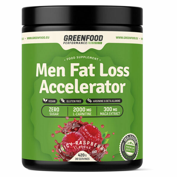 GREENFOOD NUTRITION Performance men fat loss accelerator šťavnatá malina 420 g porovnat ceny
