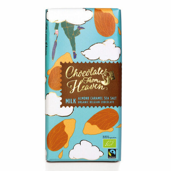 Chocolates from Heaven BIO mléčná čokoláda s karamelizovanými mandlemi a mořskou solí 37% 100 g porovnat ceny