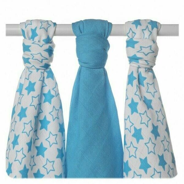 XKKO Bambusové pleny BMB Little Stars Cyan MIX 70x70, 3ks porovnat ceny
