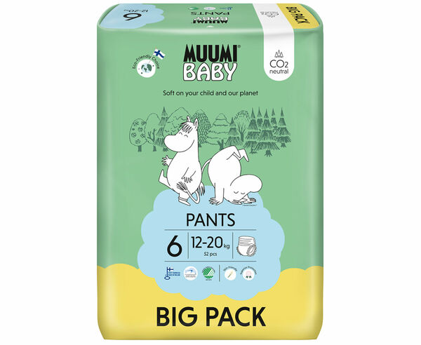Muumi Baby Pants 6 Junior 12-20 kg kalhotkové eko pleny 52 ks porovnat ceny
