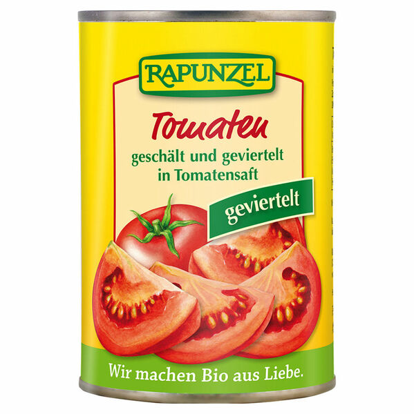 RAPUNZEL Rajčata loupaná čtvrcená BIO 400 g porovnat ceny