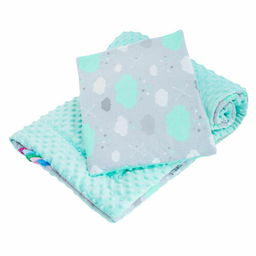 New Baby Oboustranný Set z Minky do kočárku obláček mátový porovnat ceny