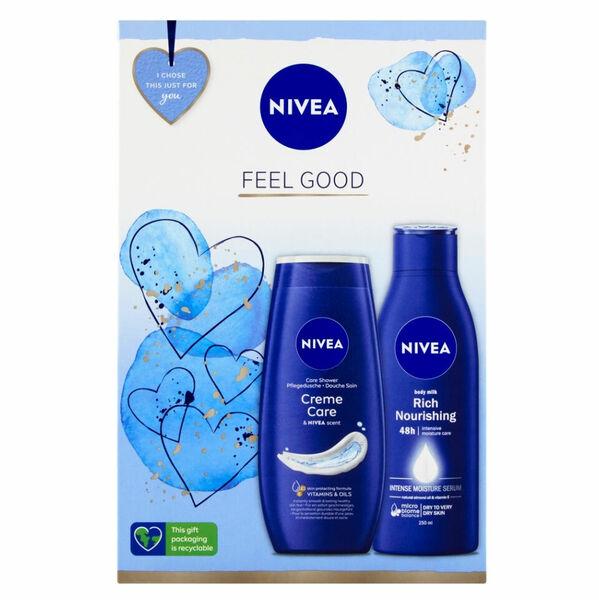 NIVEA Feel Good Body Care dárková sada -  tělové mléko Body Milk 250 ml + sprchový gel Creme Care 250 ml porovnat ceny