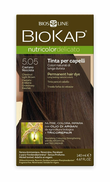BIOKAP Nutricolor Delicato 5.05 Hnědá světlý kaštan barva na vlasy 140 ml porovnat ceny
