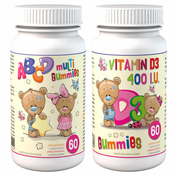 CLINICAL ABCD Multi Gummies + D3 Gummies 2 x 60 pektinových bonbónů porovnat ceny