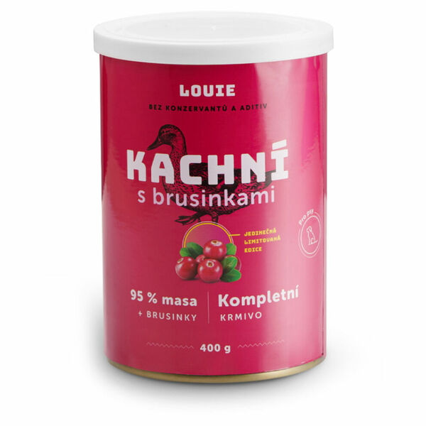 LOUIE Kachní s brusinkami konzerva pro psy 400 g porovnat ceny