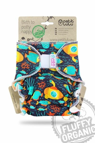 Petit Lulu - Kalhotkové pleny na suchý zip, Fluffy Organic - Žlutá ponorka porovnat ceny
