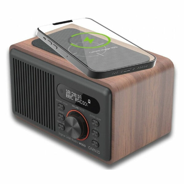 CARNEO W100 Rádio DAB+, FM, BT, Wireless charging, wood porovnat ceny