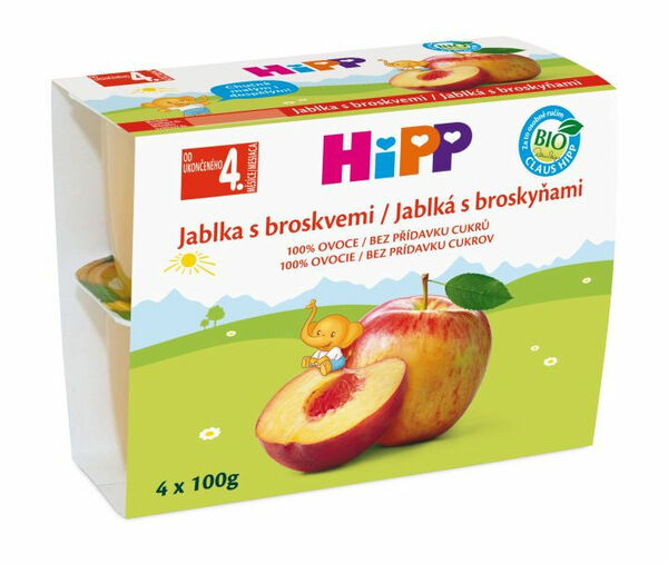 Hipp 100% Ovoce Bio Jablka S Broskvemi 4x100g porovnat ceny