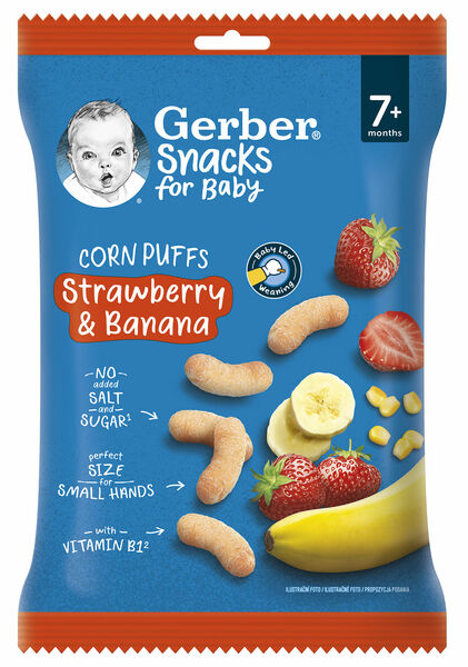 Gerber Snacks kukuřičné křupky jahoda a banán 28 g porovnat ceny