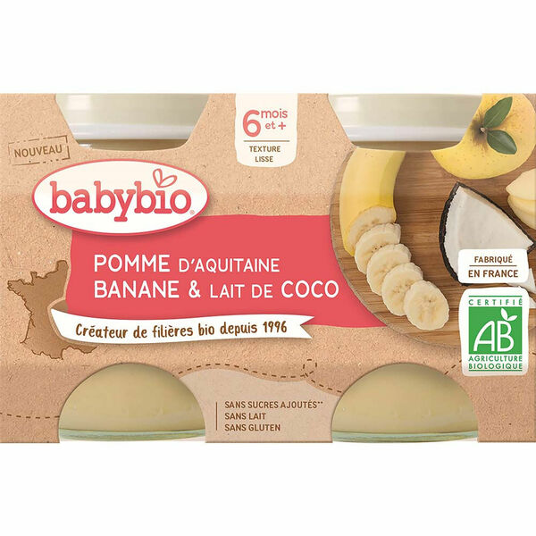 BABYBIO Jablko banán s kokosovým mlékem 2 x 130 g porovnat ceny