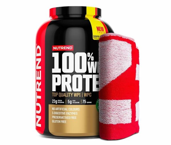 Nutrend 100% Whey Protein banán + jahoda dárková sada 2250 g + ručník porovnat ceny