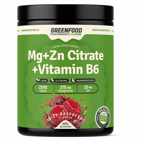GREENFOOD NUTRITION Performance Mg + Zn citrate + vitamin B6 šťavnatá malina 420 g porovnat ceny