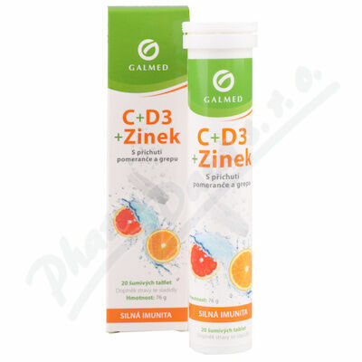 Vitamín C+vitamín D3+zinek Eff.tbl.20 Galmed porovnat ceny