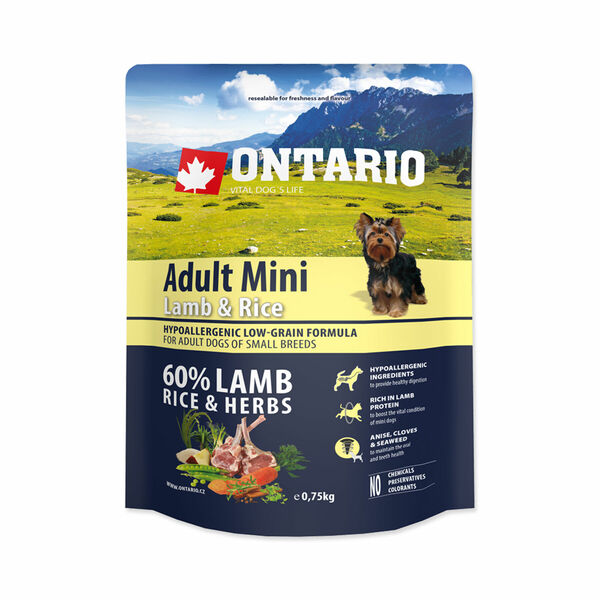 Ontario Adult Mini Lamb&Rice granule 0,75 kg porovnat ceny