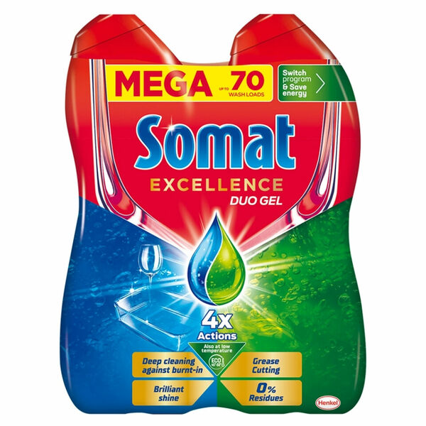 SOMAT Gel do myčky Excellence Duo 2 x 630 ml 70 dávek porovnat ceny