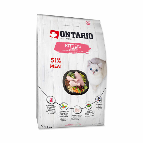 Ontario Kitten Chicken granule 6,5 kg porovnat ceny