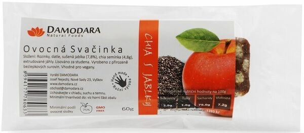 Damodara Ovocná svačinka chia s jablky 60g porovnat ceny
