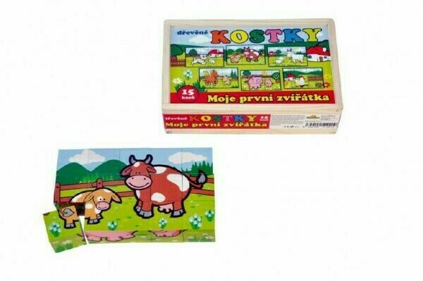 Teddies Kostky kubus Moje první zvířátka dřevo 15ks od 12 měsíců porovnat ceny