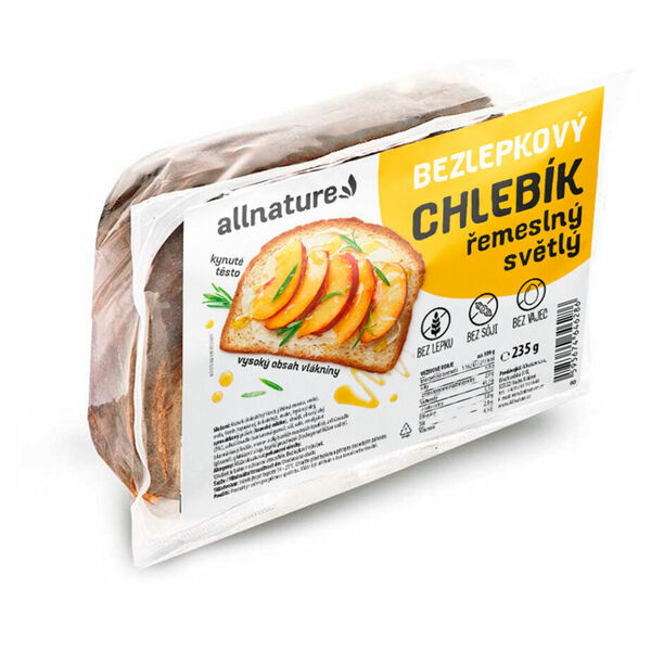 ALLNATURE Bezlepkový chlebík řemeslnný světlý 235 g porovnat ceny