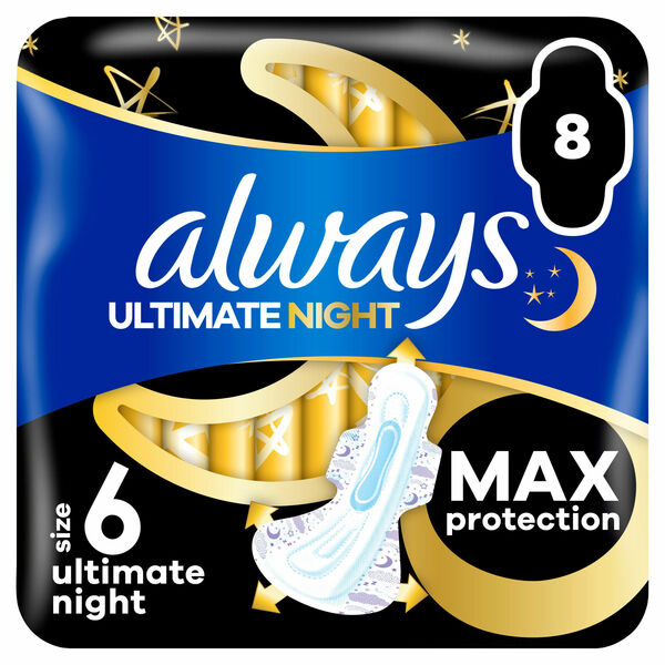 ALWAYS Ultimate Night hygienické vložky (Vel. 6) s křidélky 8 ks porovnat ceny