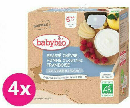 Babybio Svačinka z kozího mléka s jablkem a malinami 4x85g porovnat ceny