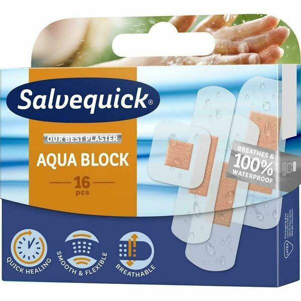 Salvequick Aqua Block Náplast urychlující hojení, voděodolná 16ks porovnat ceny