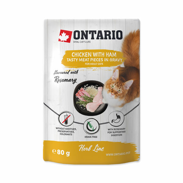 Ontario Kuřecí se šunkou v omáčce kapsička 80 g porovnat ceny