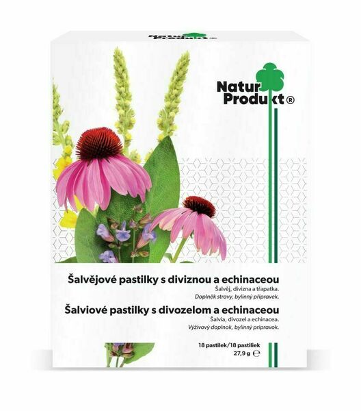Naturprodukt Šalvějové pastilky s diviznou a echinaceou 18 pastilek porovnat ceny