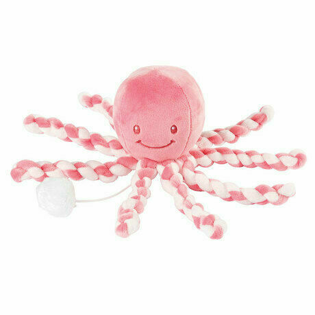 Nattou  První hračka miminka hrající chobotnička PIU PIU Lapidou pink coral - light pink 0m + porovnat ceny