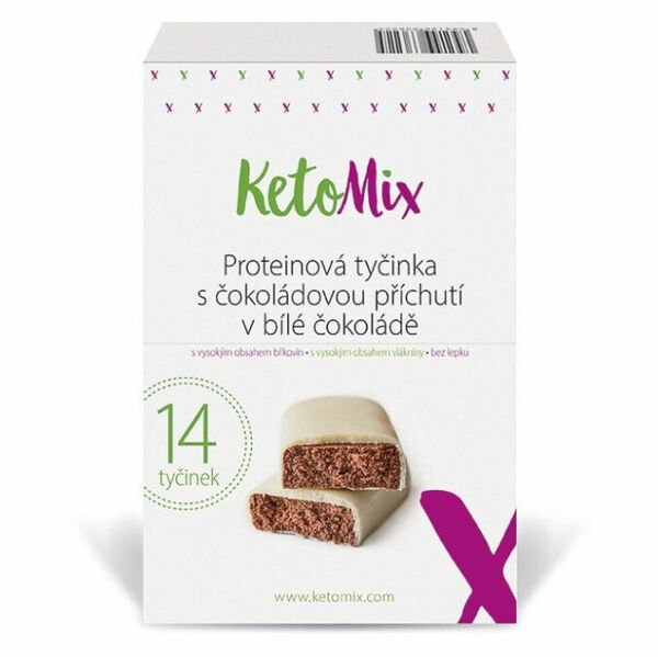 KETOMIX Proteinová tyčinka s čokoládovou příchutí v bílé čokoládě 14 kusů porovnat ceny