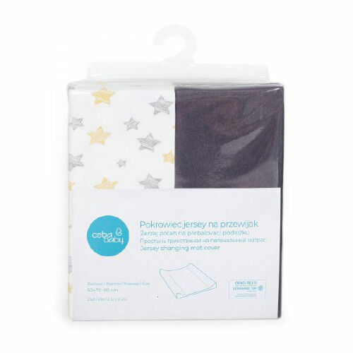 CEBA Potah na přebalovací podložku 50 x 70-80cm Dark Grey+Yellow Stars 2ks porovnat ceny