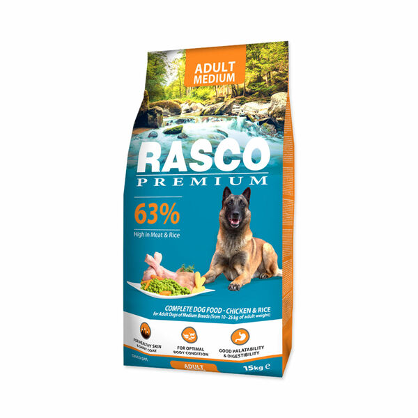 Rasco Premium Adult Medium Kuře s rýží granule 15 kg porovnat ceny
