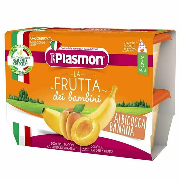 Plasmon Svačinka ovocná meruňka a banán v aseptických nádobkách 6m+ 4x100g porovnat ceny