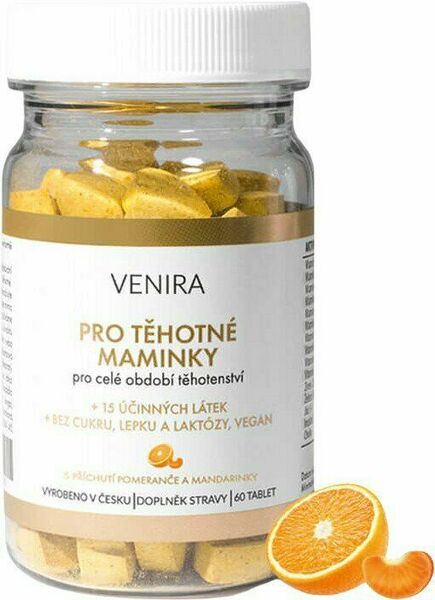 Venira vitamíny pro těhotné ženy, 1-3 trimestr, pomeranč a mandarinka 60 ks porovnat ceny