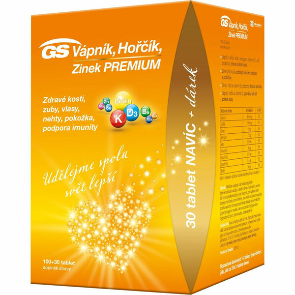 GS Vápník, hořčík, zinek premium 100 + 30 tablet DÁREK 2021 porovnat ceny