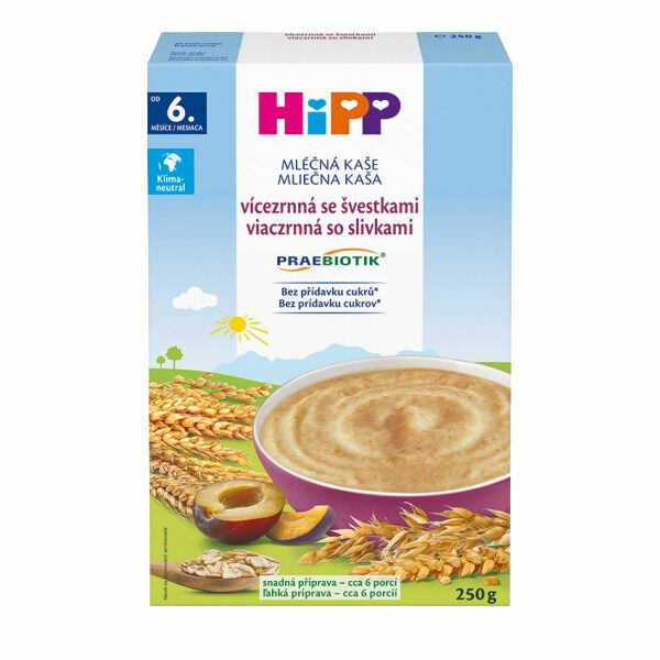 HiPP Mléčná kaše PRAEBIOTIK vícezrnná se švestkami 250g porovnat ceny